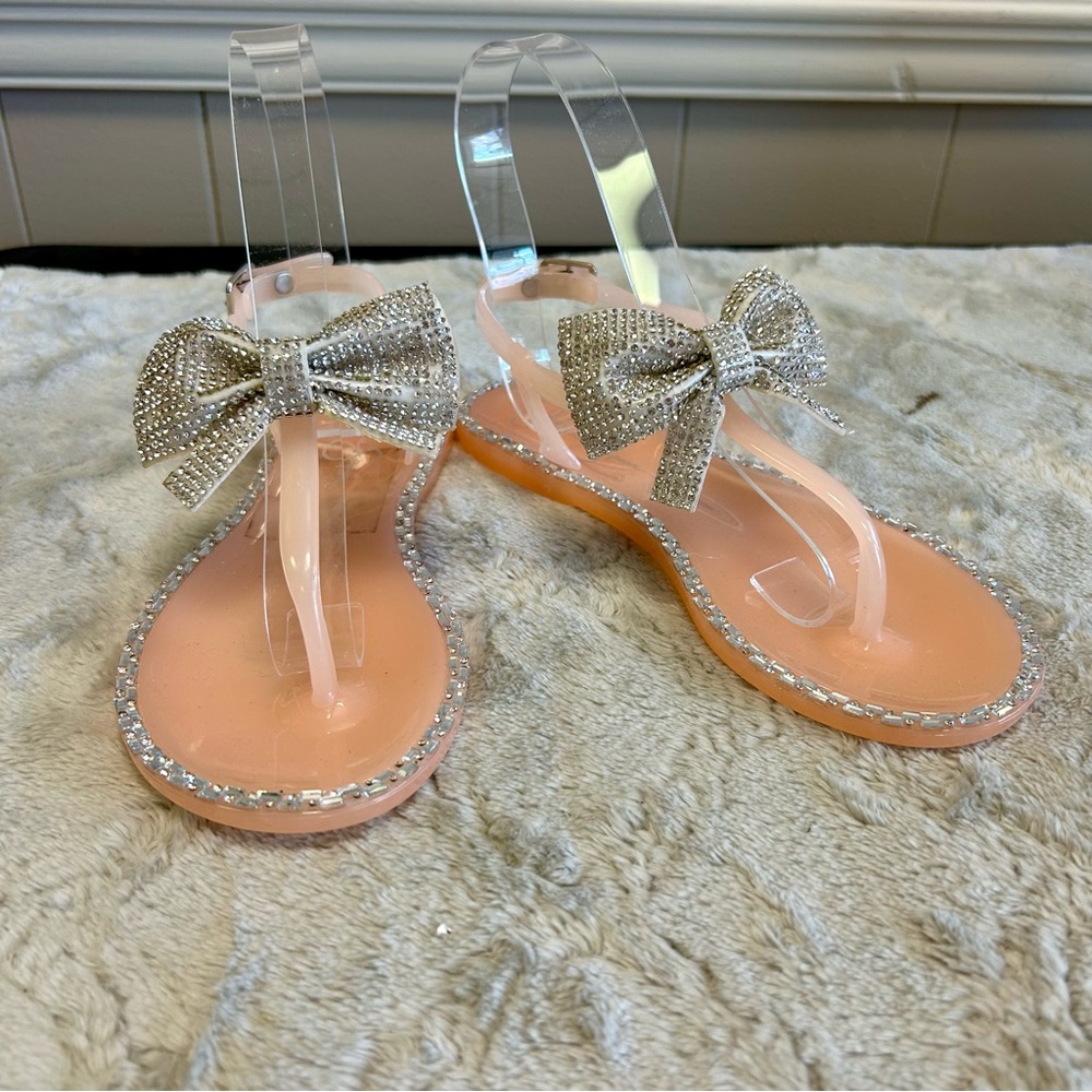 Elegant Silver Bow Girls Sandals Sz 13 T Jessica Simpson NWOT